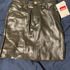 love, Fire Black Faux Leather Mini Skirt